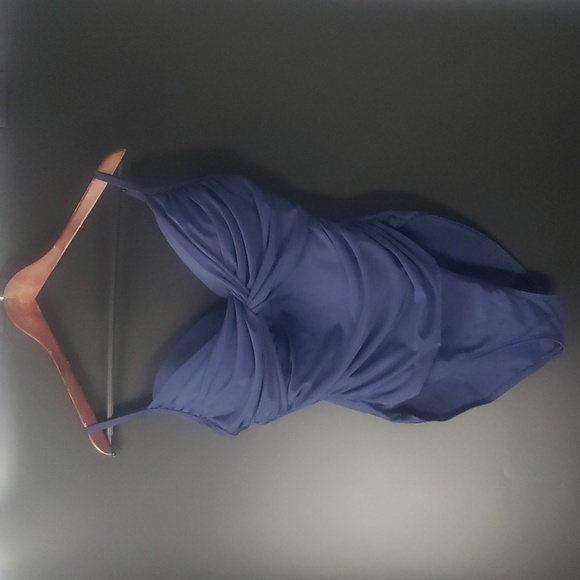 Hilor Slimming Navy High Cut One Piece Swimsuit Size 12 - Picture 2 of 10